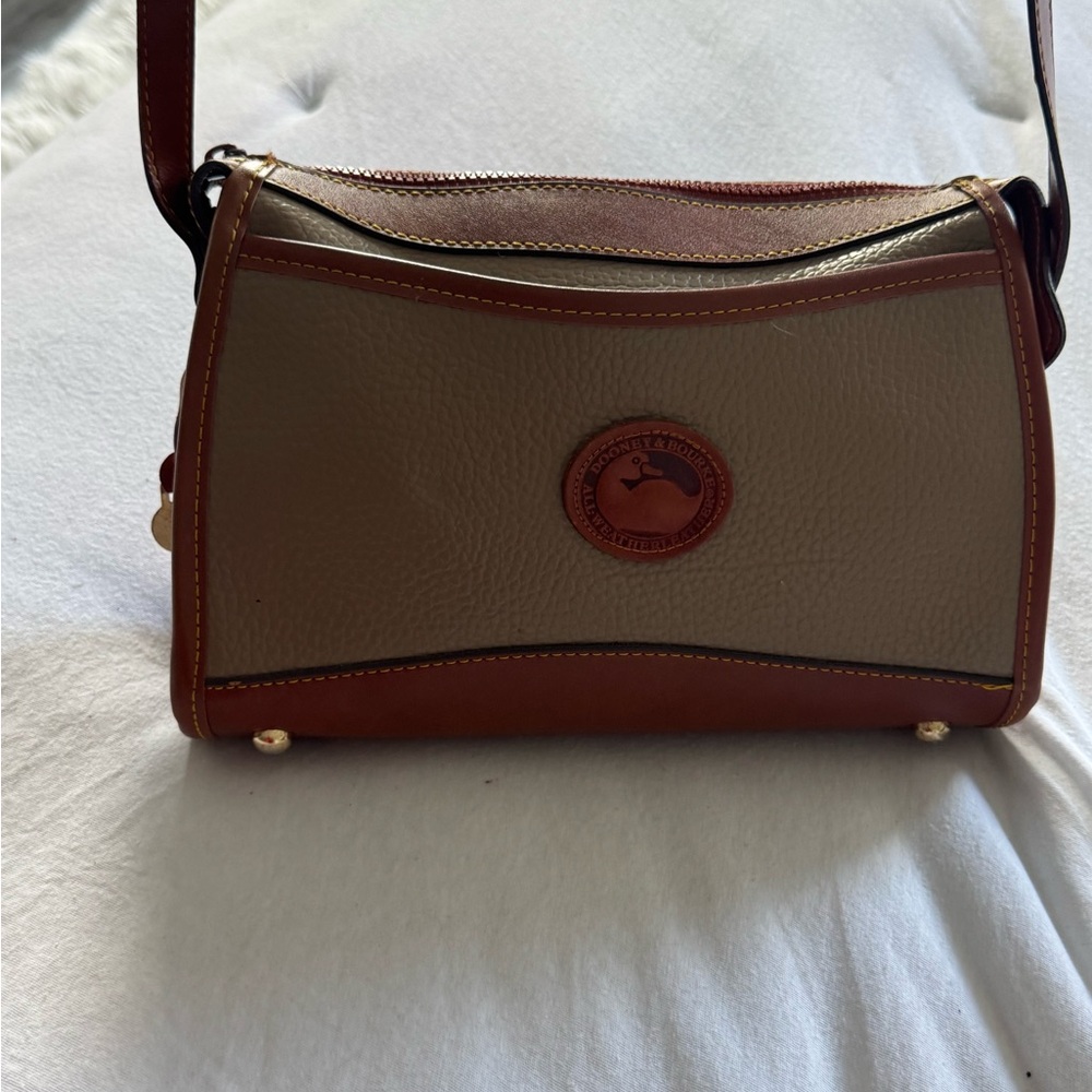 Dooney & Bourke Brown and Tan Leather Emblem